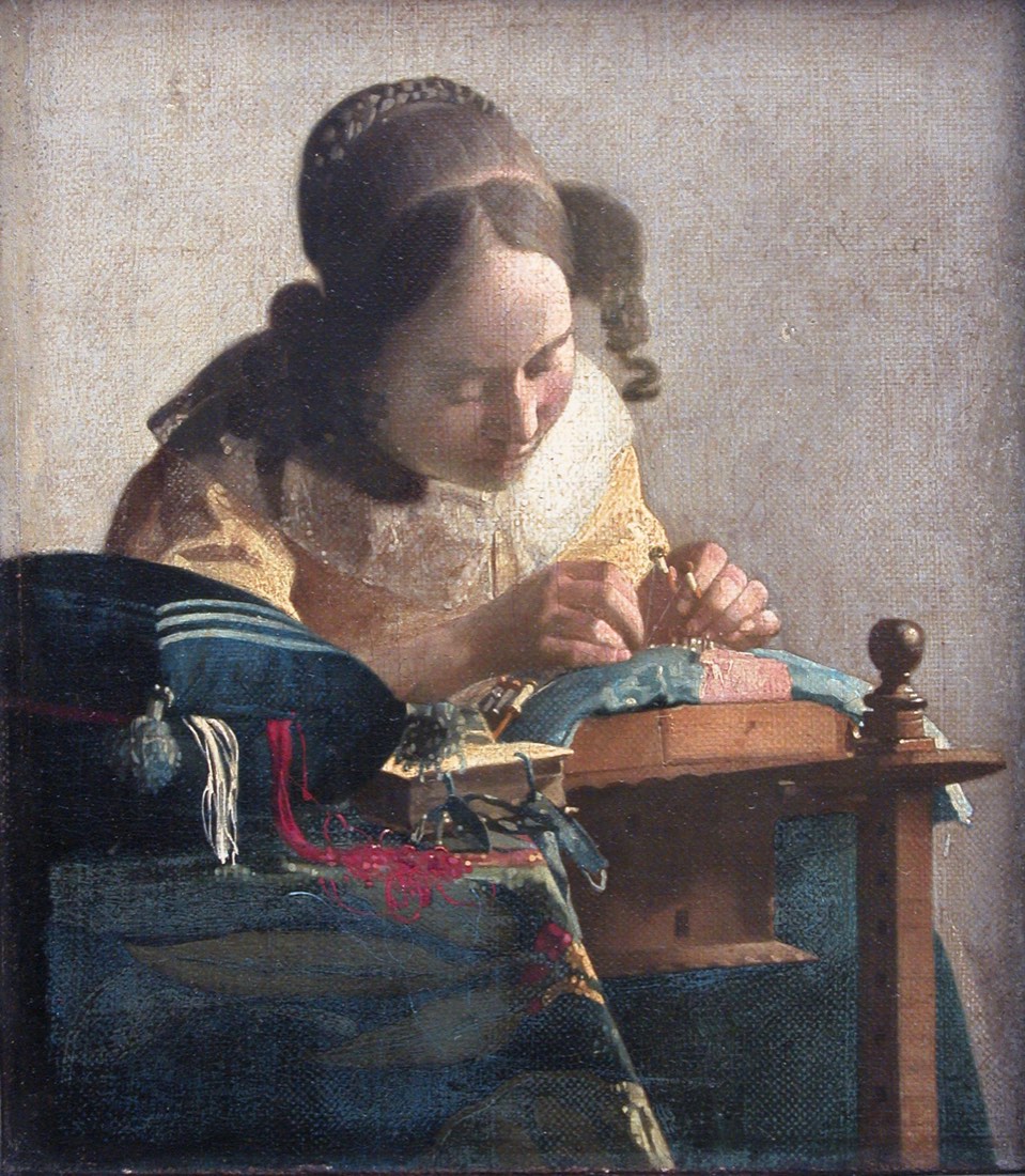 The Lacemaker, painting by Johannes Vermeer, at the Louvre