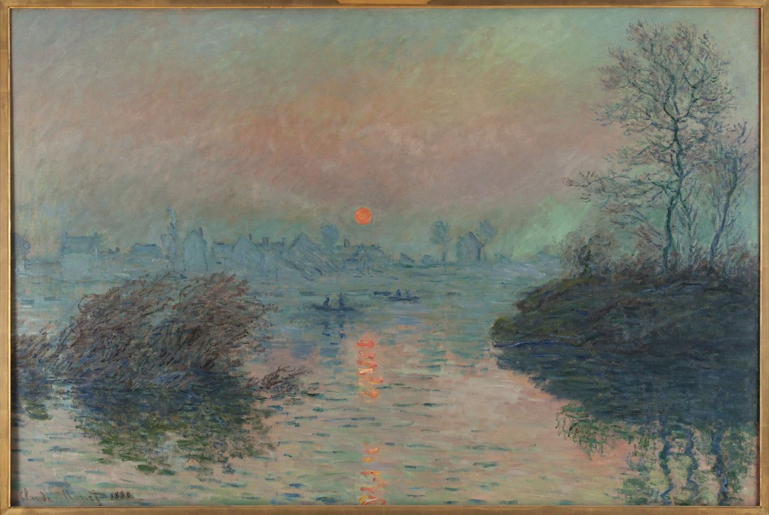 Puesta de sol sobre el Sena en Lavacourt, efecto de invierno, pintura de Claude Monet, en el Petit Palais